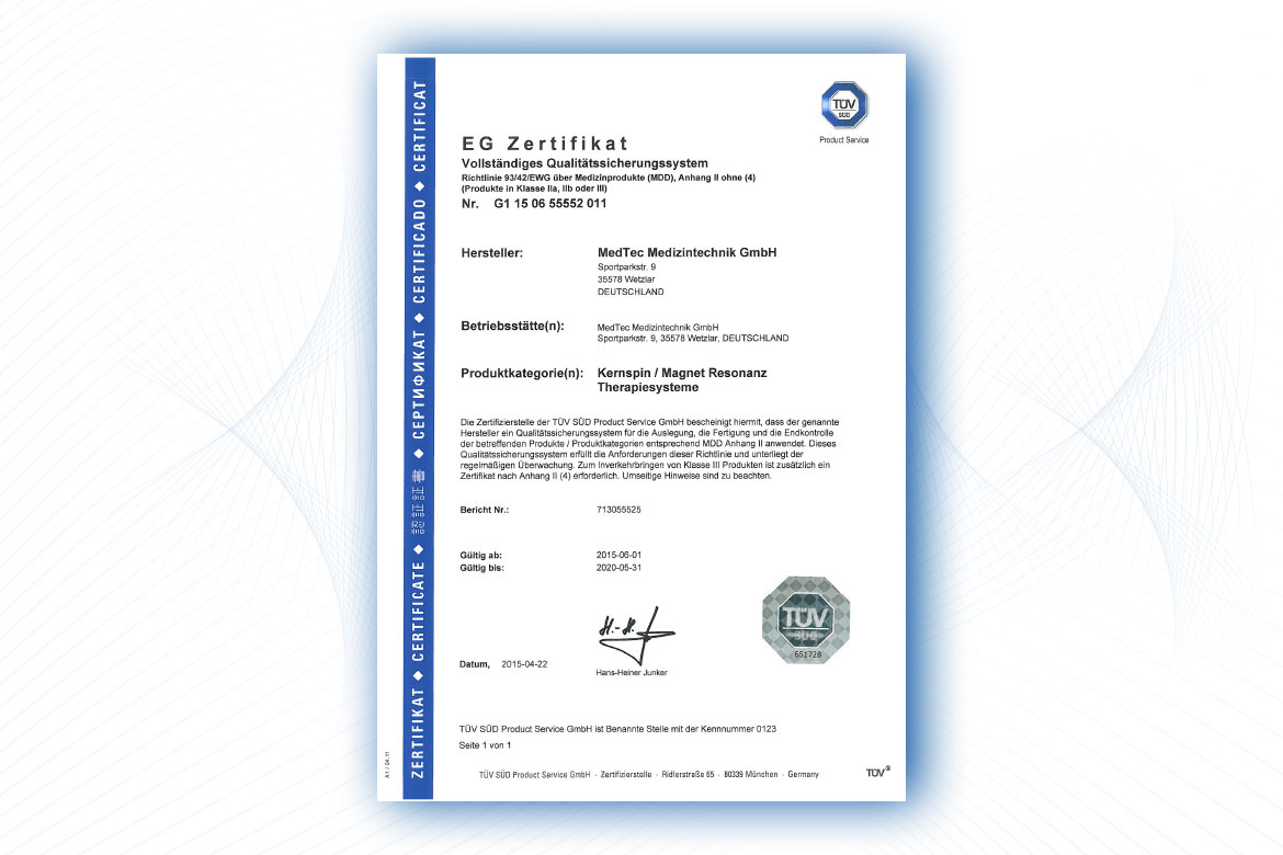 MedTec TÜV EG Zertifikat EN ISO 13485 TÜV EG Zertifikat EN ISO 13485