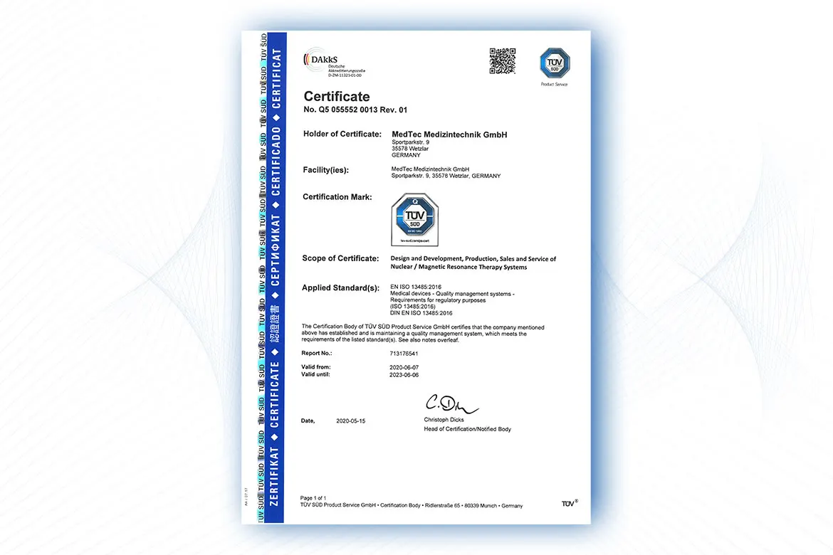 TÜV EG Zertifikat DIN EN ISO 13485:2016 